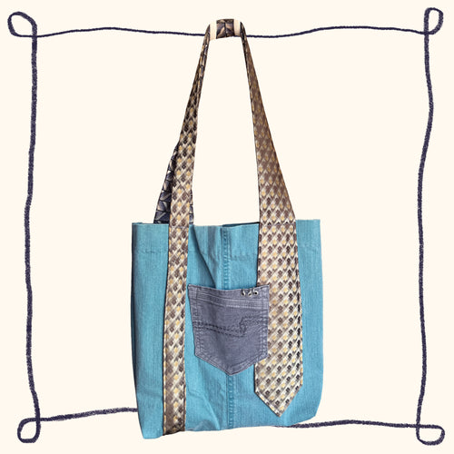 Blue & Silver Tote Bag