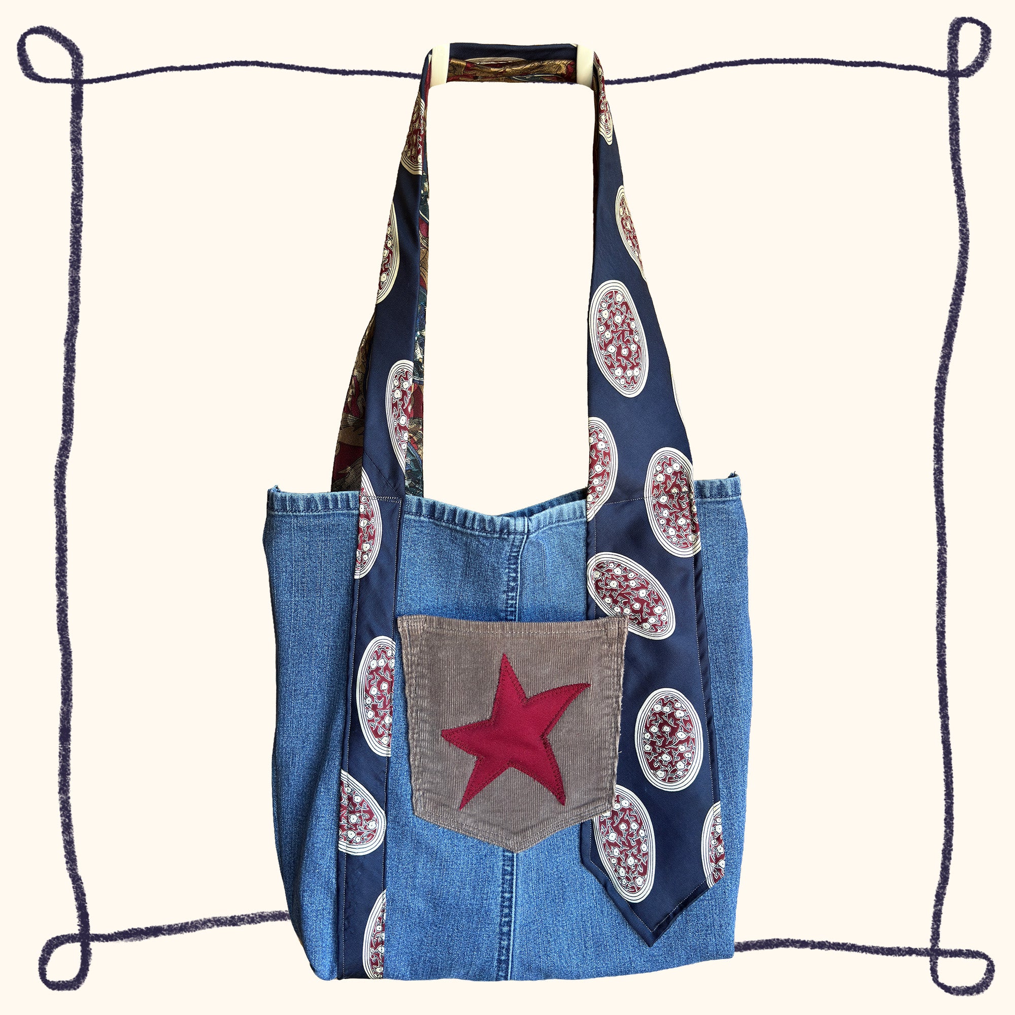 Denim Star Tote Bag