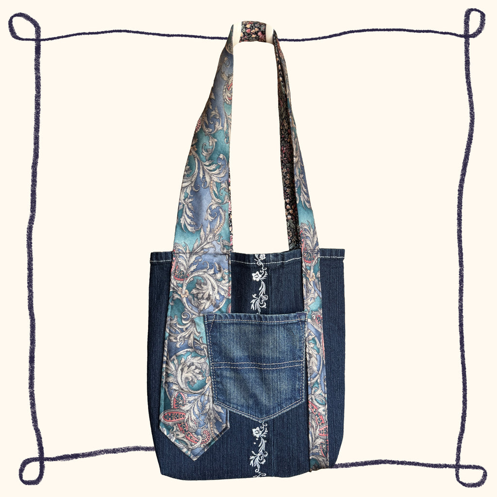 Floral & Silver Tote Bag