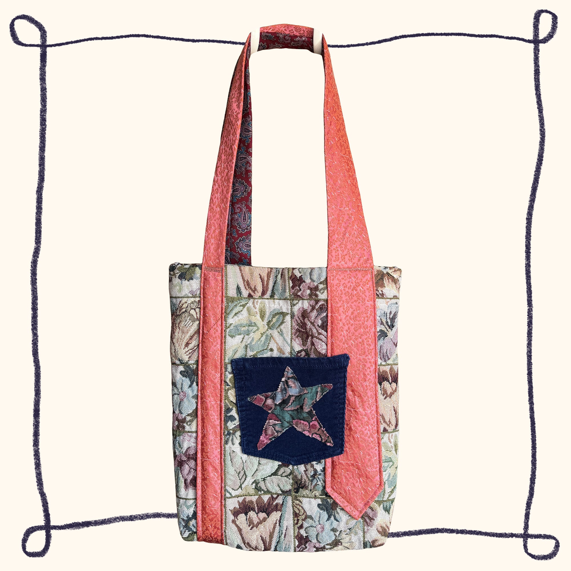Large Floral Star Tote Bag