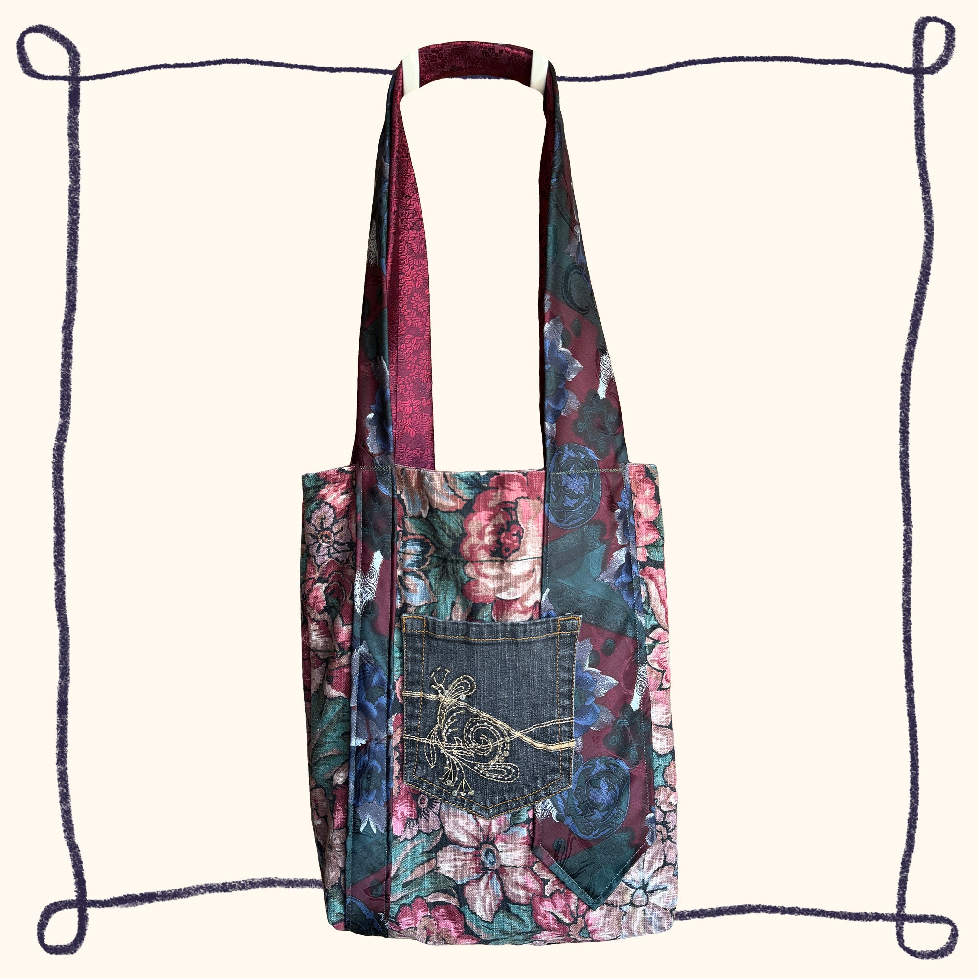 Pink & Red Floral Tote Bag