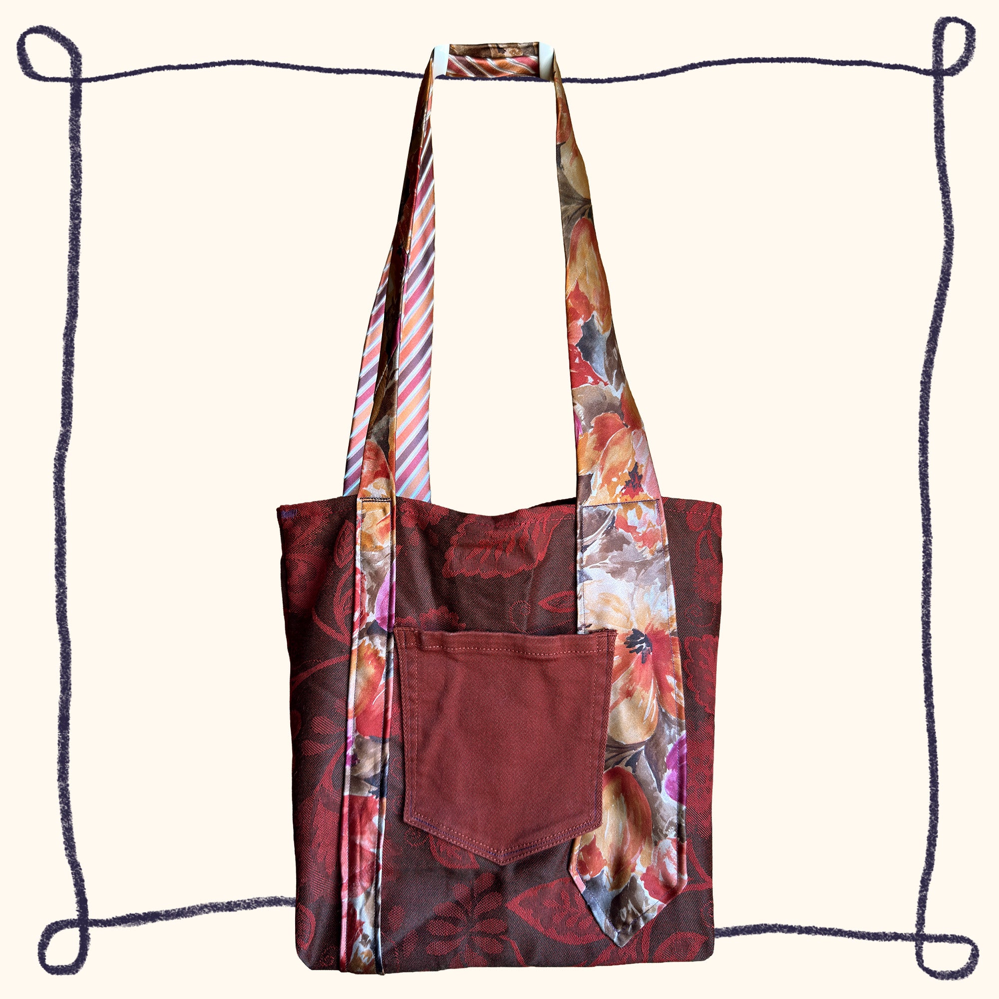 Red Floral Tote Bag